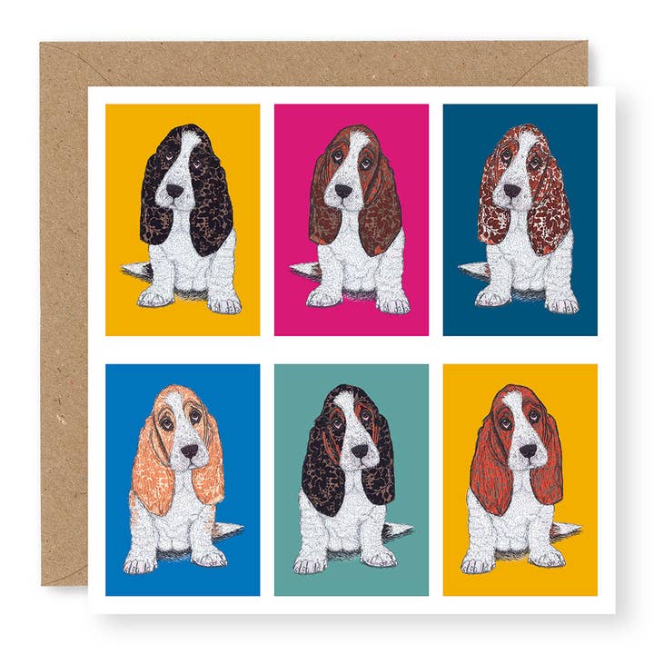 Whiskers Basset Hound for wholesale by Jane Buurman Handmade (Greetings Cards)