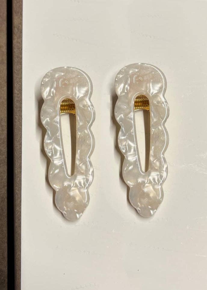 Peignee Paris - Wholesale Hair Clip - Women's - Signature Hair Clips - Mother of Pearl (pair)1