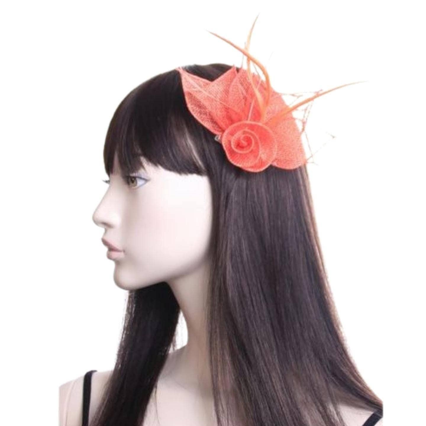 Topkids Accessories - Wholesale Fascinator Hat - Women's - Rose Flower Hair Clip Fascinator Hair Clip Fascinators Hair Clips Sinamay Brooch Pin & Beak Clip Hair Clip Suitable For Girls, Women, Ladies8
