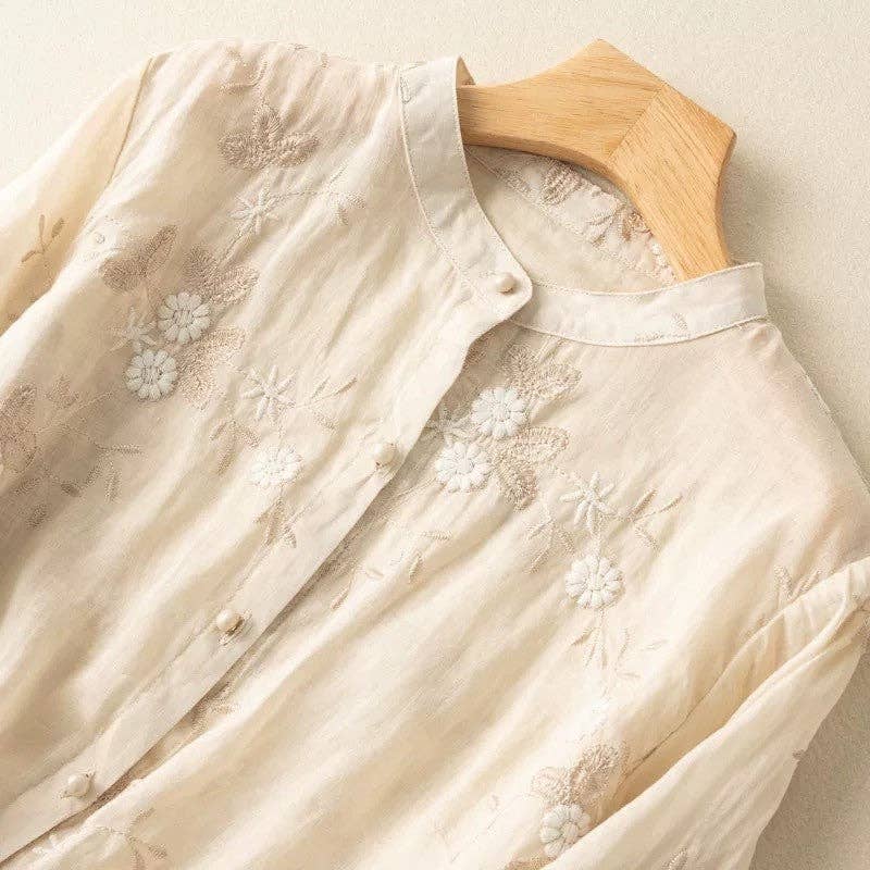 UZ Wholesale Store - Vente Chemisier – femme - Blouse à manches courtes brodée patchwork4