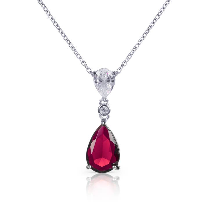 Pendentif en forme de poire rouge en argent sterling 925 pour la vente par Namana