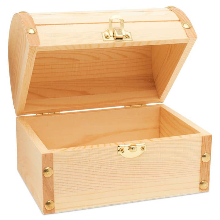 Woodpeckers Crafts - Wholesale Decorative Box - Unfinished Wooden Treasure Chest, 6" x 4.5"