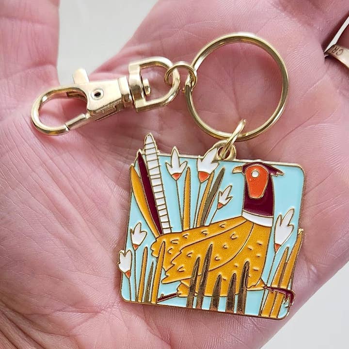 Pheasant Enamel Keychain - Wholesale for wholesale by Catie Miller Ceramics