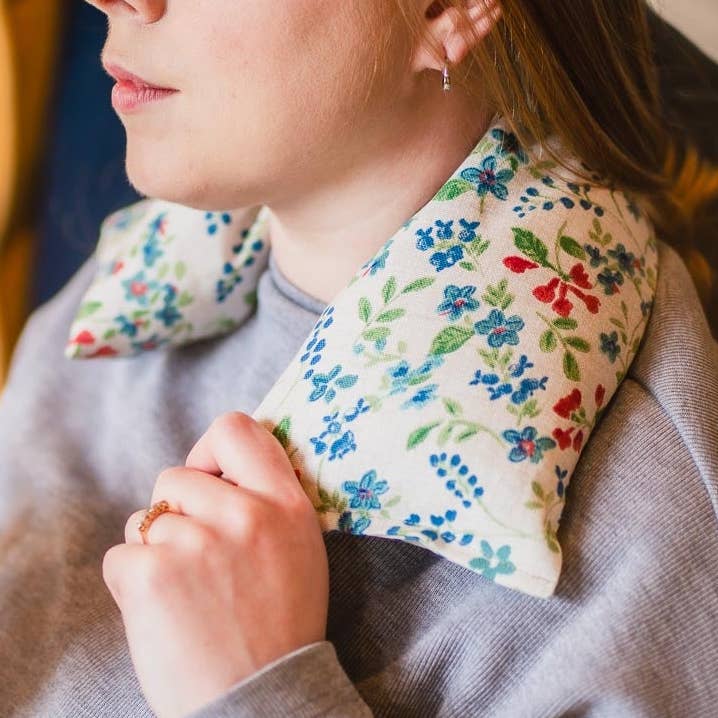 Wildflowers Blue Cotton Wheat Bag for wholesale by The Wheat Bag Company