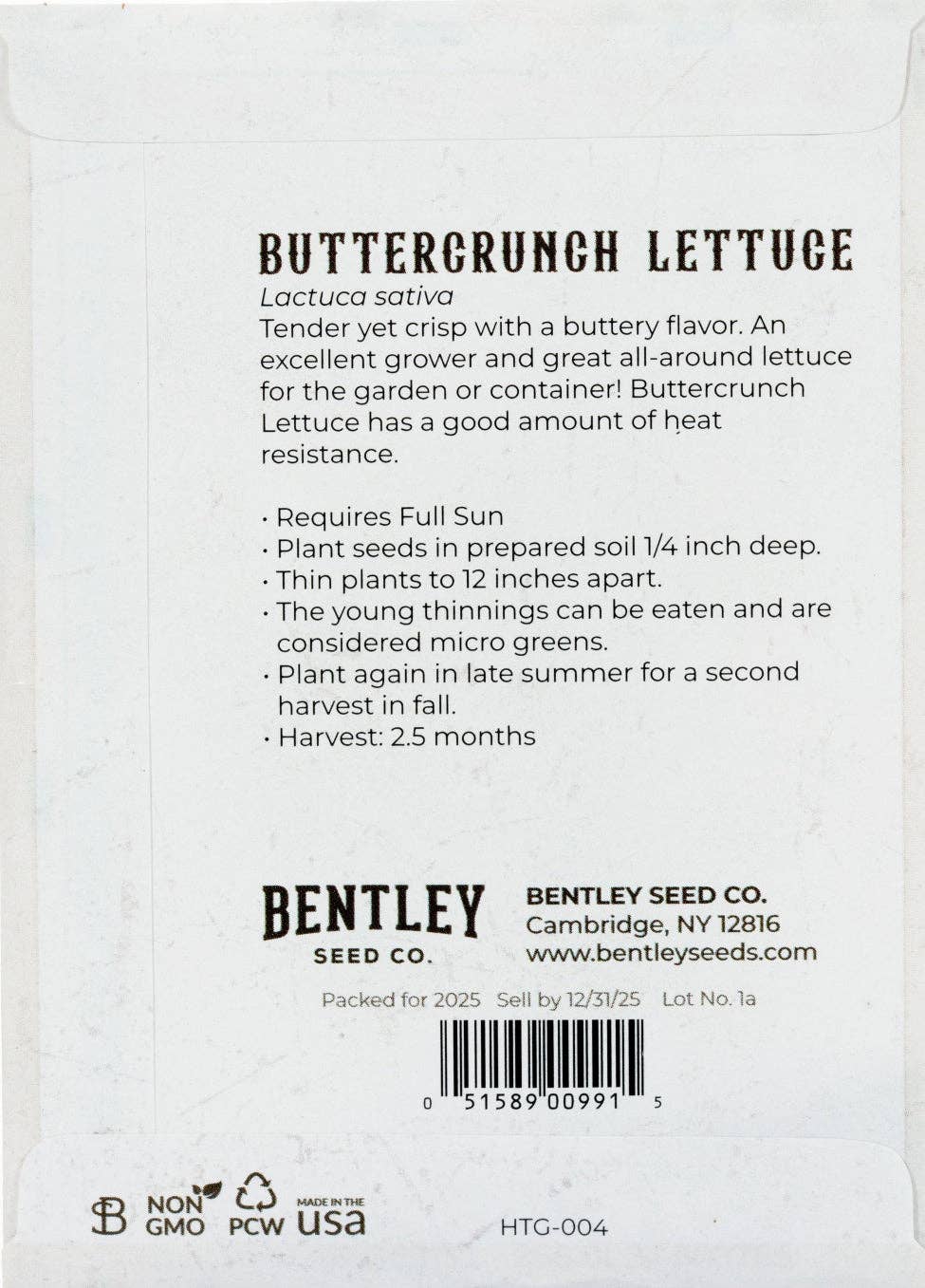 Bentley Seed Co. - Wholesale Plant Seeds - Lettuce-Buttercrunch Bib 19631
