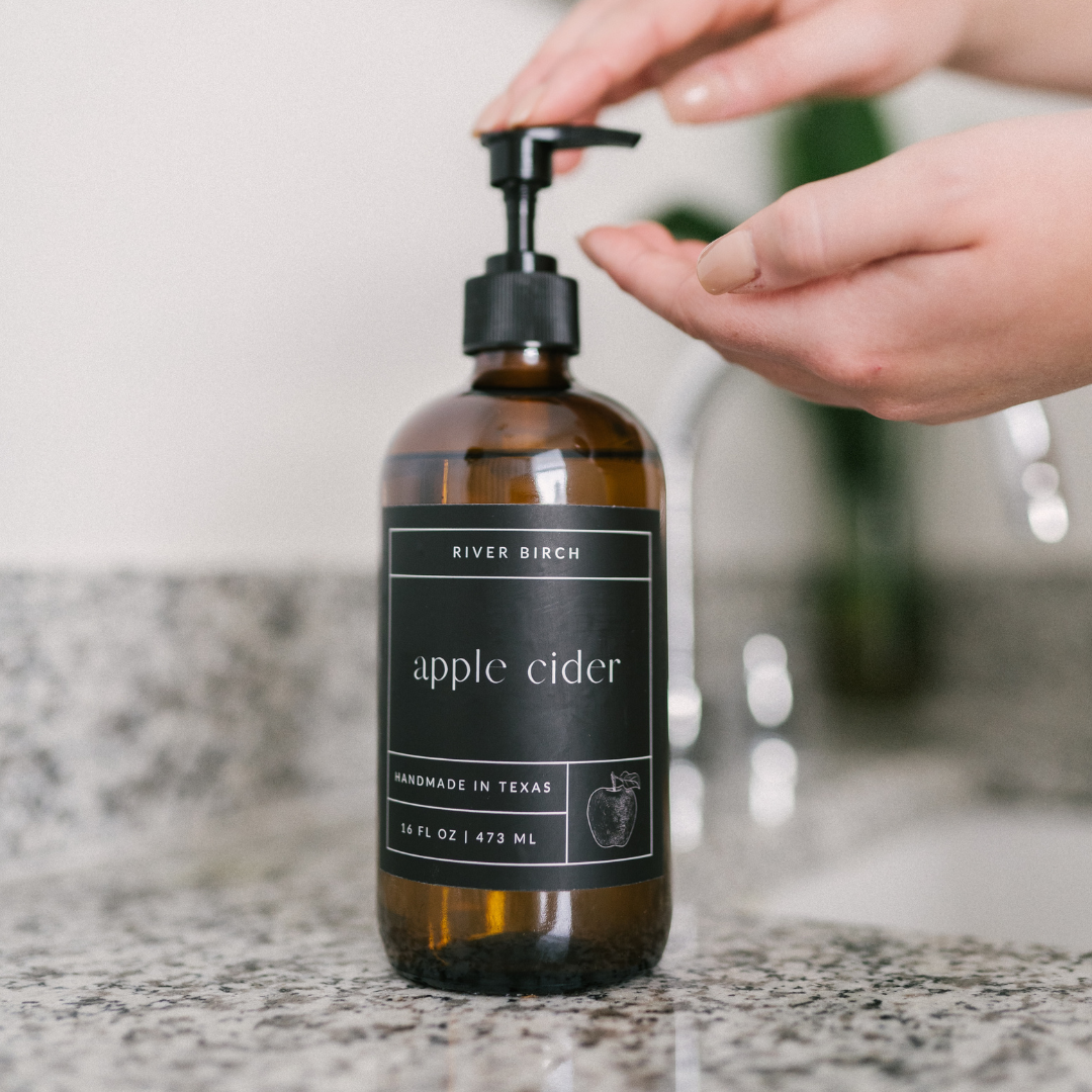 River Birch Candles - Wholesale Hand Soap/Wash - Apple Cider - 16 oz Amber Glass Soap - Handmade - Hand Wash2
