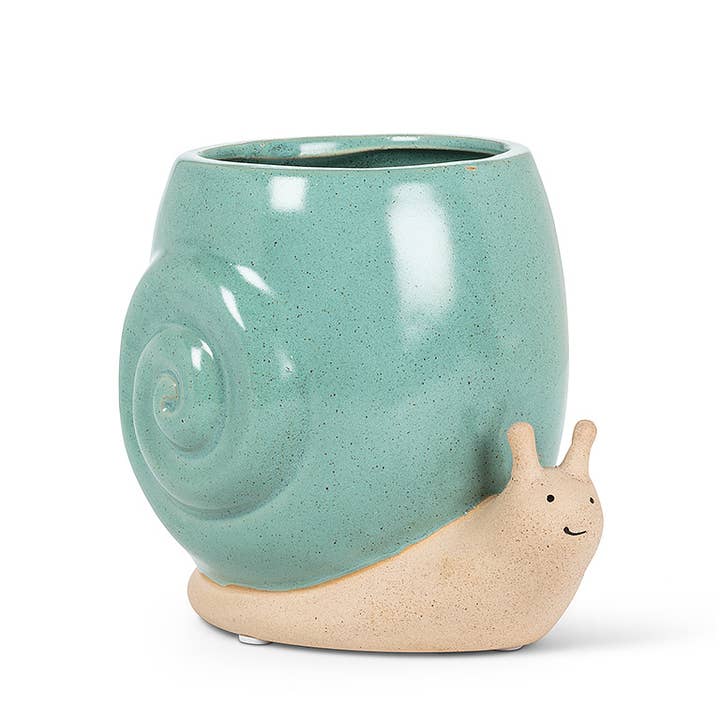 Abbott - Wholesale Plant Pot - Tall Turq Snail Planter-5"H