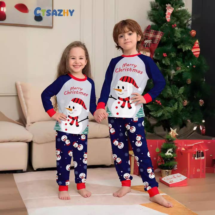 Bijpassende Kerstpyjama's voor het Gezin met Sneeuwpopprint voor wholesale door PatPat Matching
