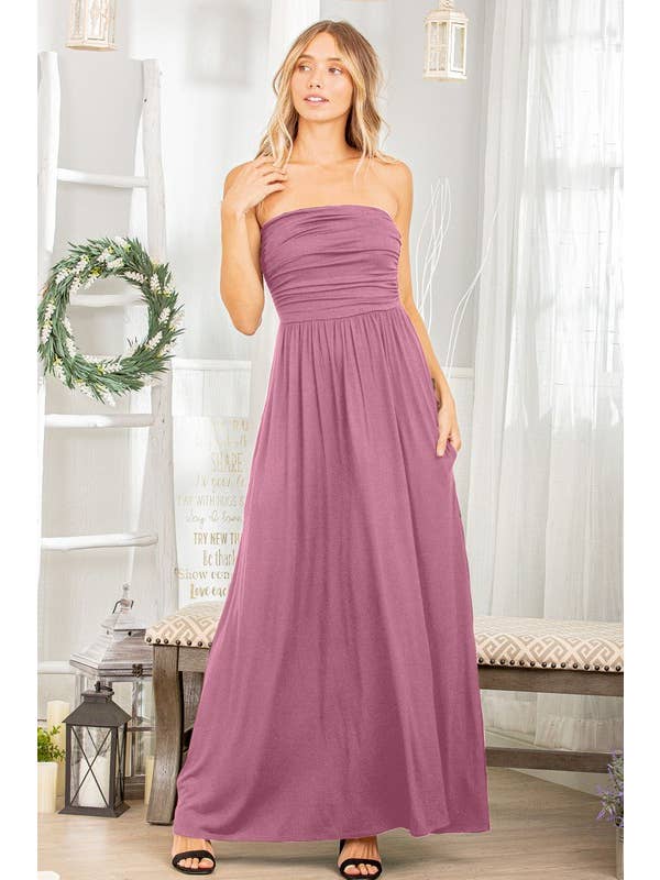 HEIMISH - Vendita all'ingrosso Vestito - Donna - SD1306-10 MAXI ABITO TUBINO TINTA UNITA CON VOLANT