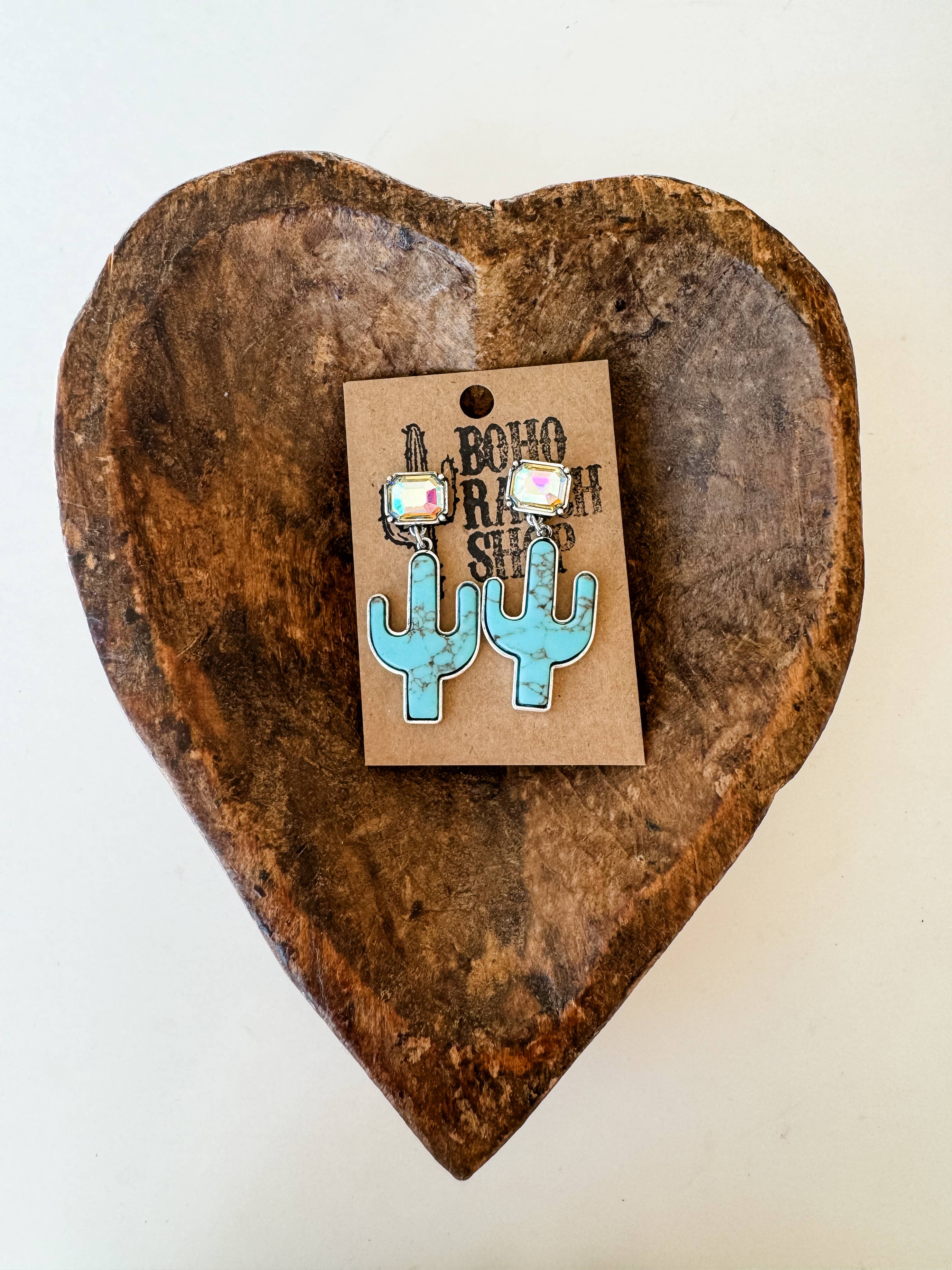 Boho Ranch Shop - Vente Boucles d'oreilles pendantes - Boucles d'oreilles Western Star Cactus avec strass6