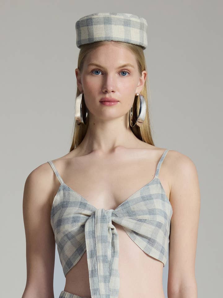 Plaid Pillbox Hat for wholesale by IKIKIZ ONLINE