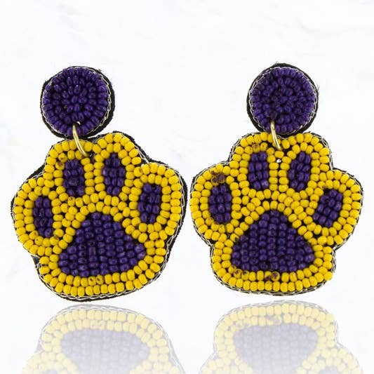 OBX Prep - Wholesale Dangle Earrings - Paw Print Seed Beaded Earrings – Show Your Team Spirit! ✨🐾