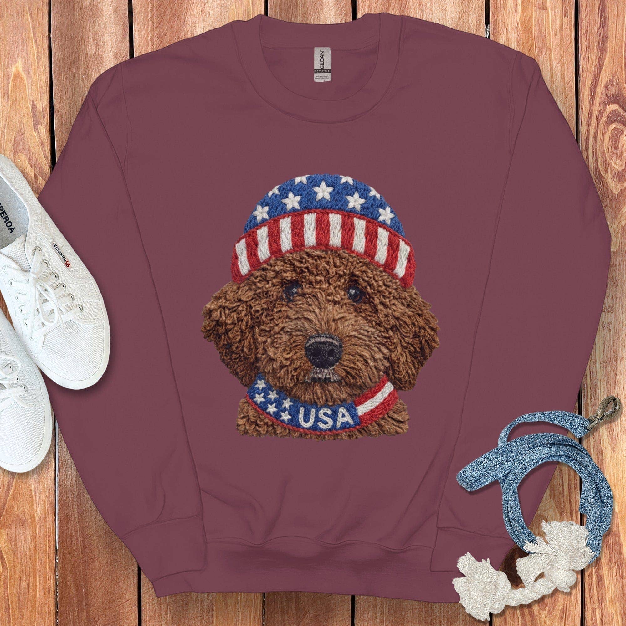 Puppy Jo - Wholesale Graphic Sweatshirt - Unisex - Patriotic Chocolate Doodle Sweatshirt2