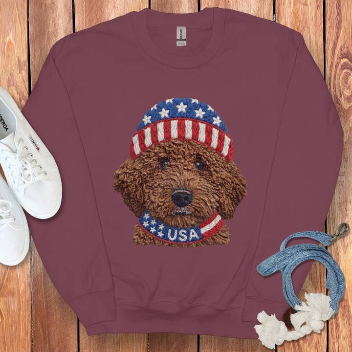 Puppy Jo - Wholesale Graphic Sweatshirt - Unisex - Patriotic Chocolate Doodle Sweatshirt2