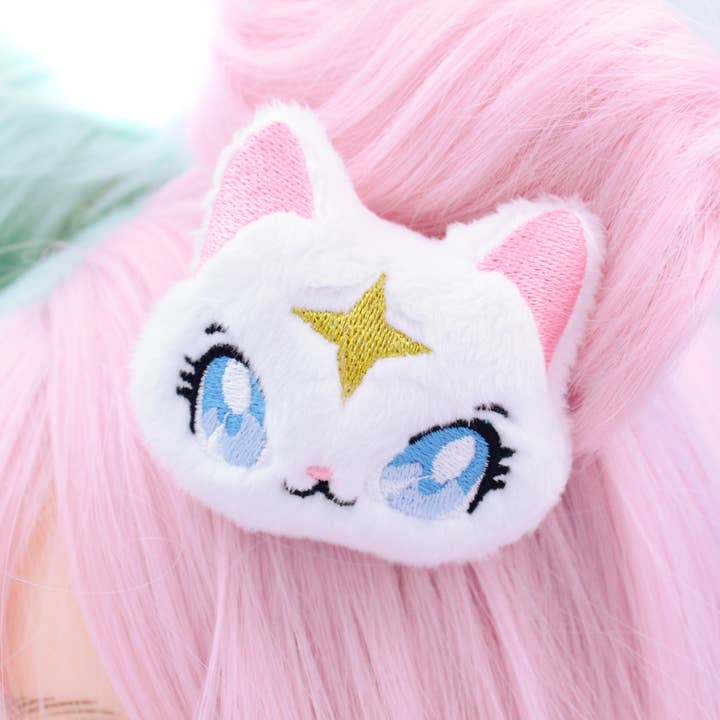 Kawaii Hair Candy - Wholesale Hair Clip - Women's - White Plush Anime Style Kawaii Celestial Cat Hair Clip
