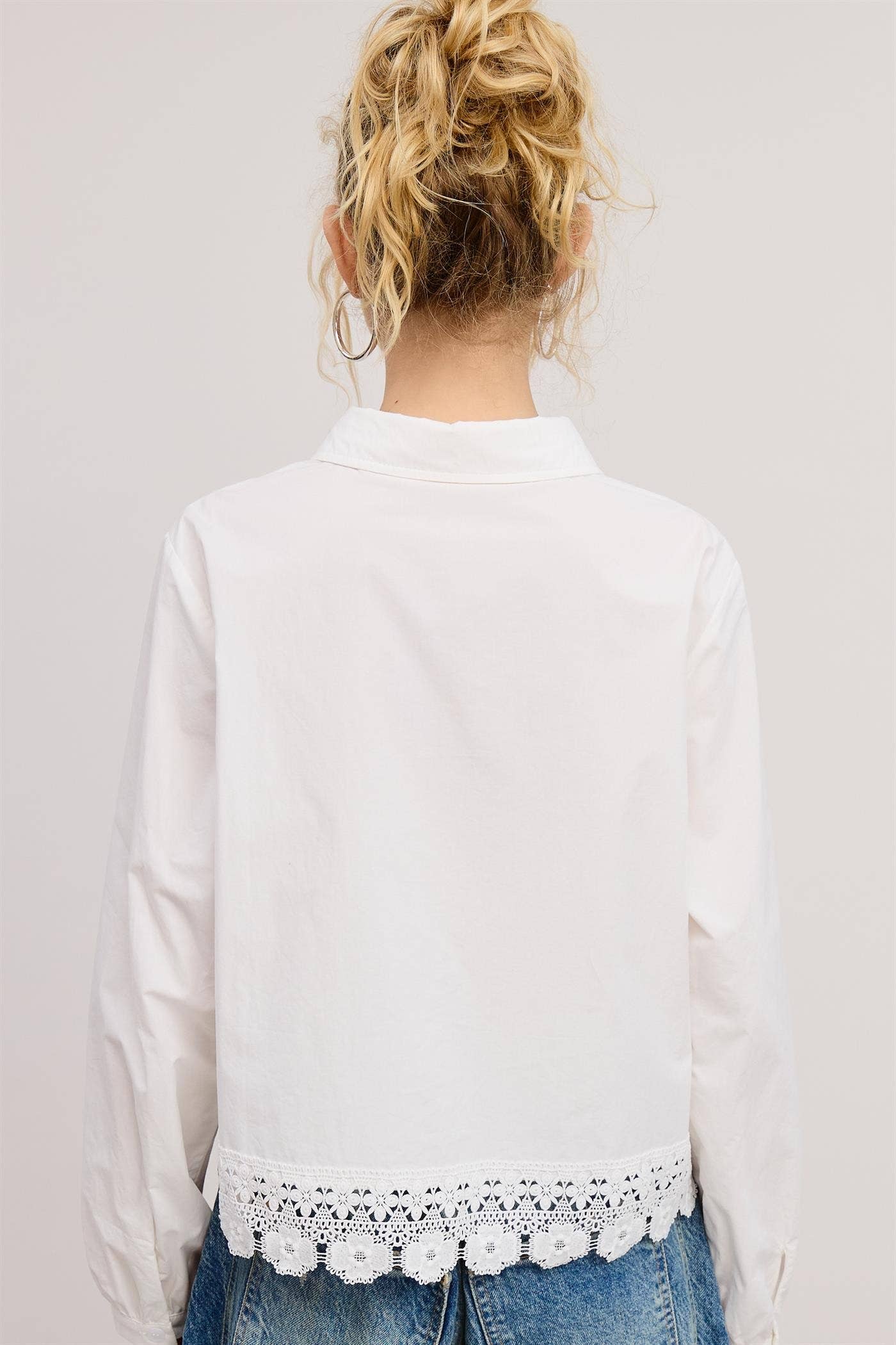 Mimosa - Wholesale Button Down Shirt - Women's - Embroidered Hem Button Down Blouse7