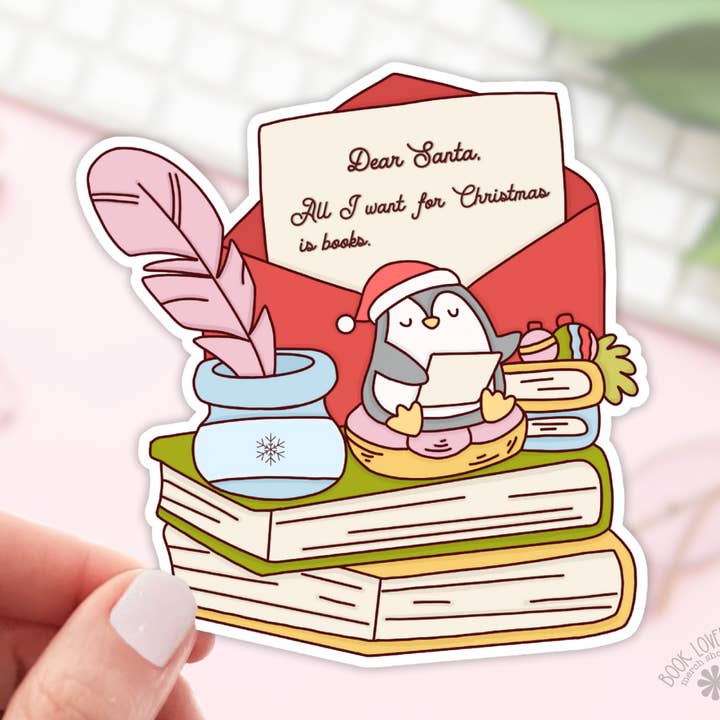 Book Lover Merch Shop - Wholesale Sticker - Bookish Christmas Penguin Stickers / Bookish Stickers0