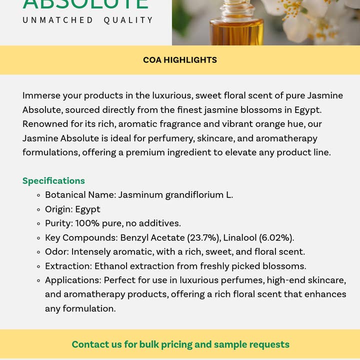 Tijara Partners - Wholesale Essential Oil - Pure Egyptian Jasmine Absolute 5ml – Ready-to-Sell Luxury for Spas, Wellness Centers & Boutiques2