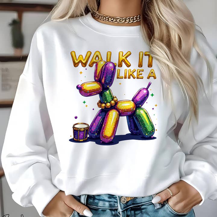 Sweat-shirt de Mardi Gras "Walk it Like a Dog", T-shirt à paillettes pour la vente par NVC Ecommerce LLC