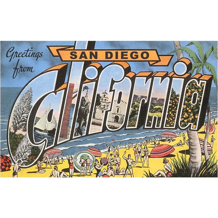 Postcard SD-636 Greetings from San Diego, California for wholesale by Found Image Press