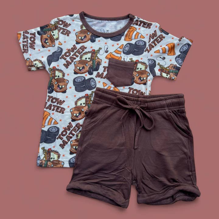 Tow truck bamboo Terry french short se for wholesale by CEDDY & RIA