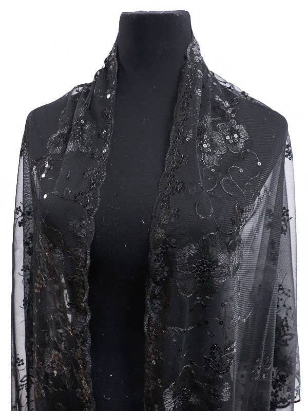 Xale de chiffon semi transparente com acabamento de franja cintilante embelezado por atacado de Cap Zone