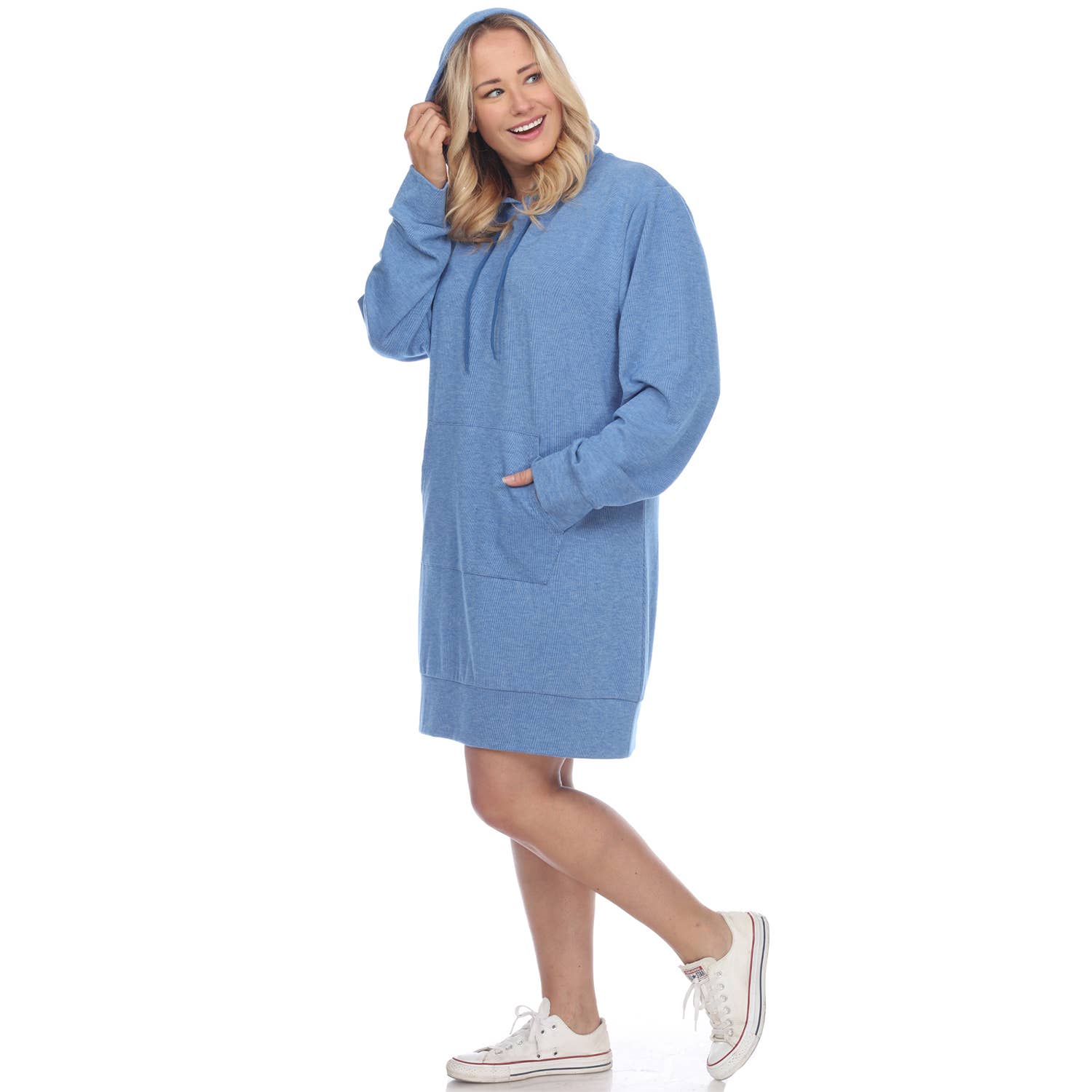 WHITE MARK – wholesale Dress – Women's – Plus Size Hoodie Sweatshirt Dress8
