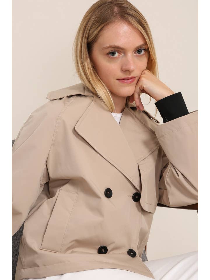 Attrait Paris - Wholesale Trench Coat - Women's - Waterproof short trench coat with padding and cuff