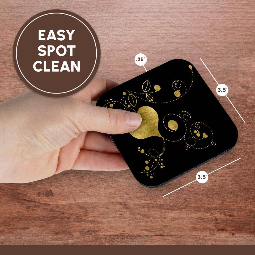 3dRose - Wholesale Coasters - 3dRose, Pretty Image Of Gold Heart and Flourish Illustration, Coaster13