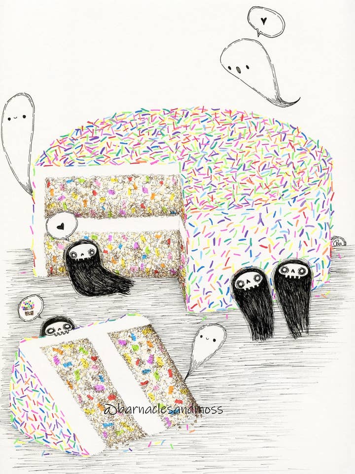 Haunted Funfetti Cake Art Print for wholesale by Barnacles and Moss