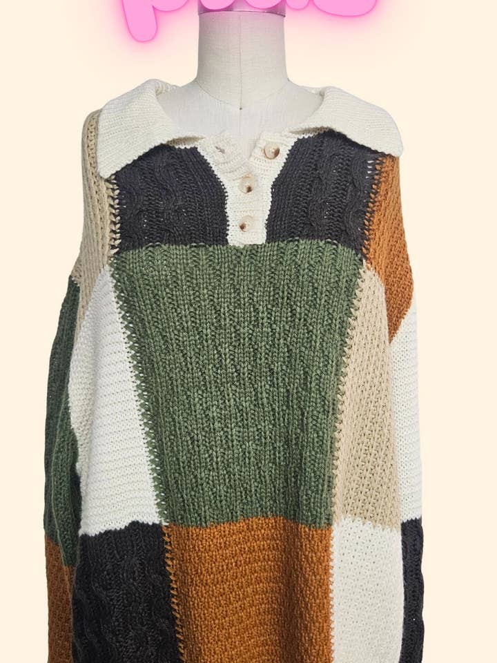 button colorblock sweater 7291 plus for wholesale by P.S Kate