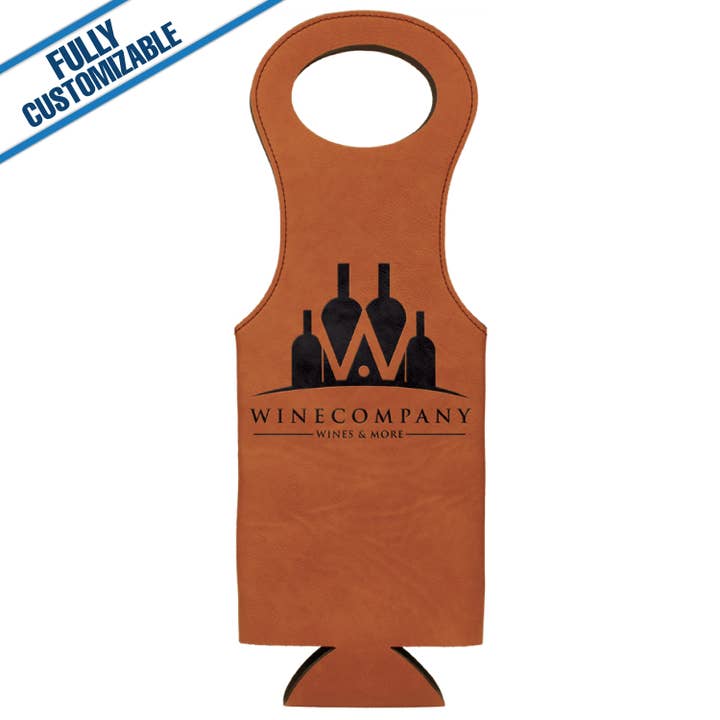 GiftWorksPlus - Wholesale Wine Tote - Engraved Leatherette Wine Bag - Fully Customizable
