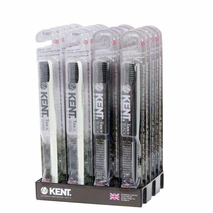 KEY Company - Wholesale Toothbrush - Kent ORALS Charcoal Toothbrush Black/White