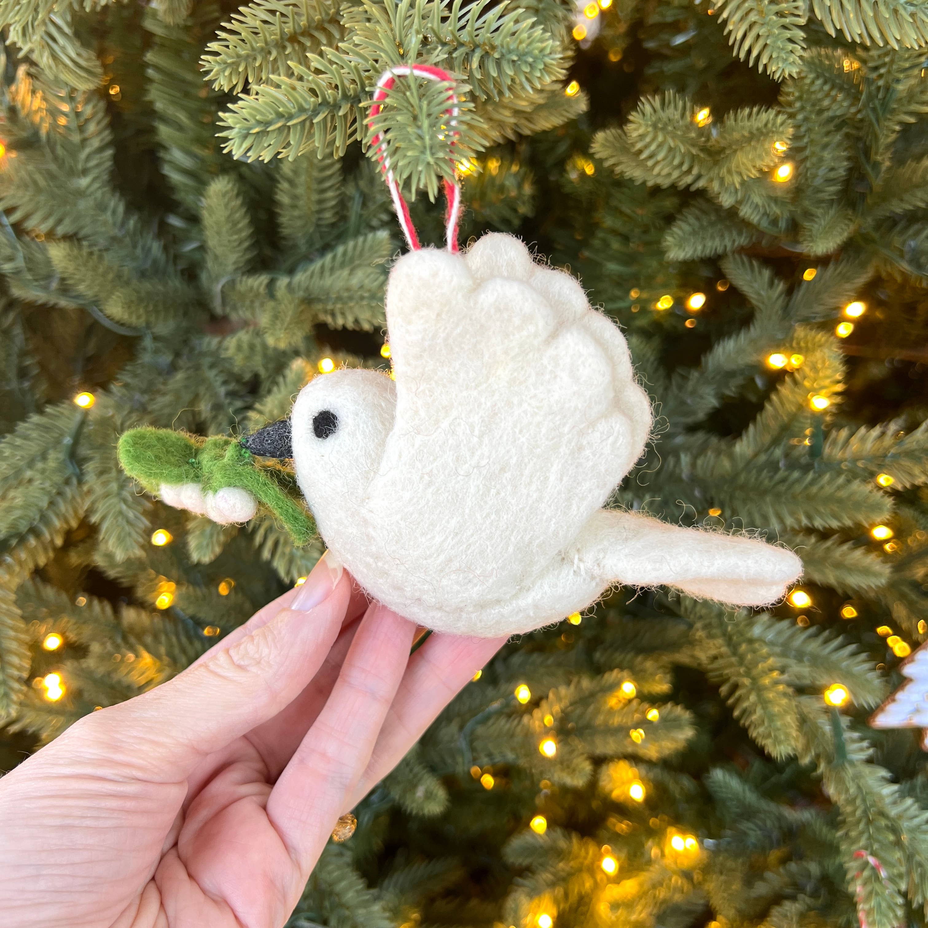 Ornaments 4 Orphans - Wholesale Ornament - Dove with Olive Branch Felt Wool Christmas Ornament3