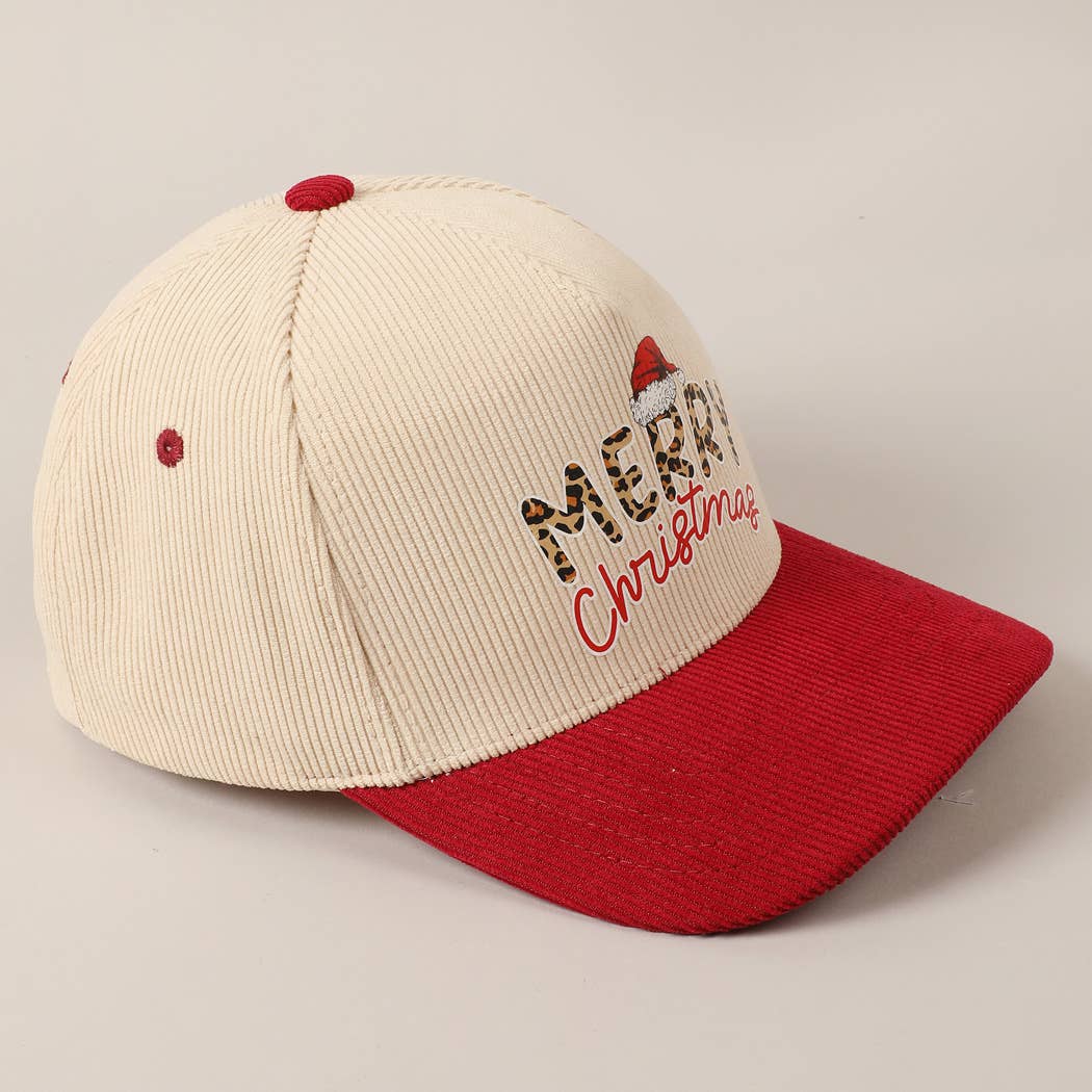 Fashion City – Boné de beisebol - Unissexo por atacado – Boné de veludo cotelê bicolor de texto divertido Felry Christmas7