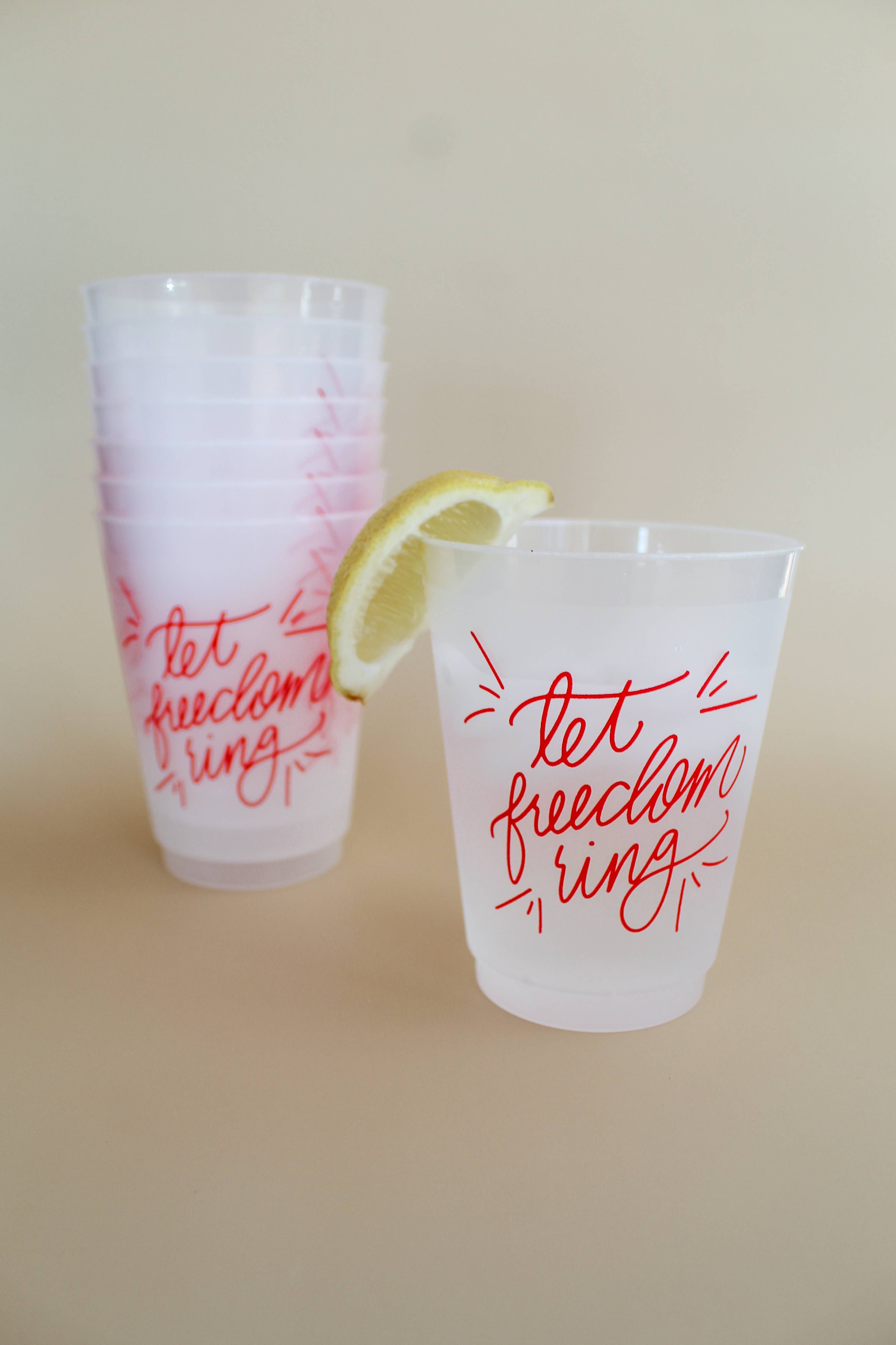 Birdie Mae Designs - Wholesale Disposable Cup - Let Freedom Ring | July 4 Frosted Acrylic 16 oz Cup Set of 87