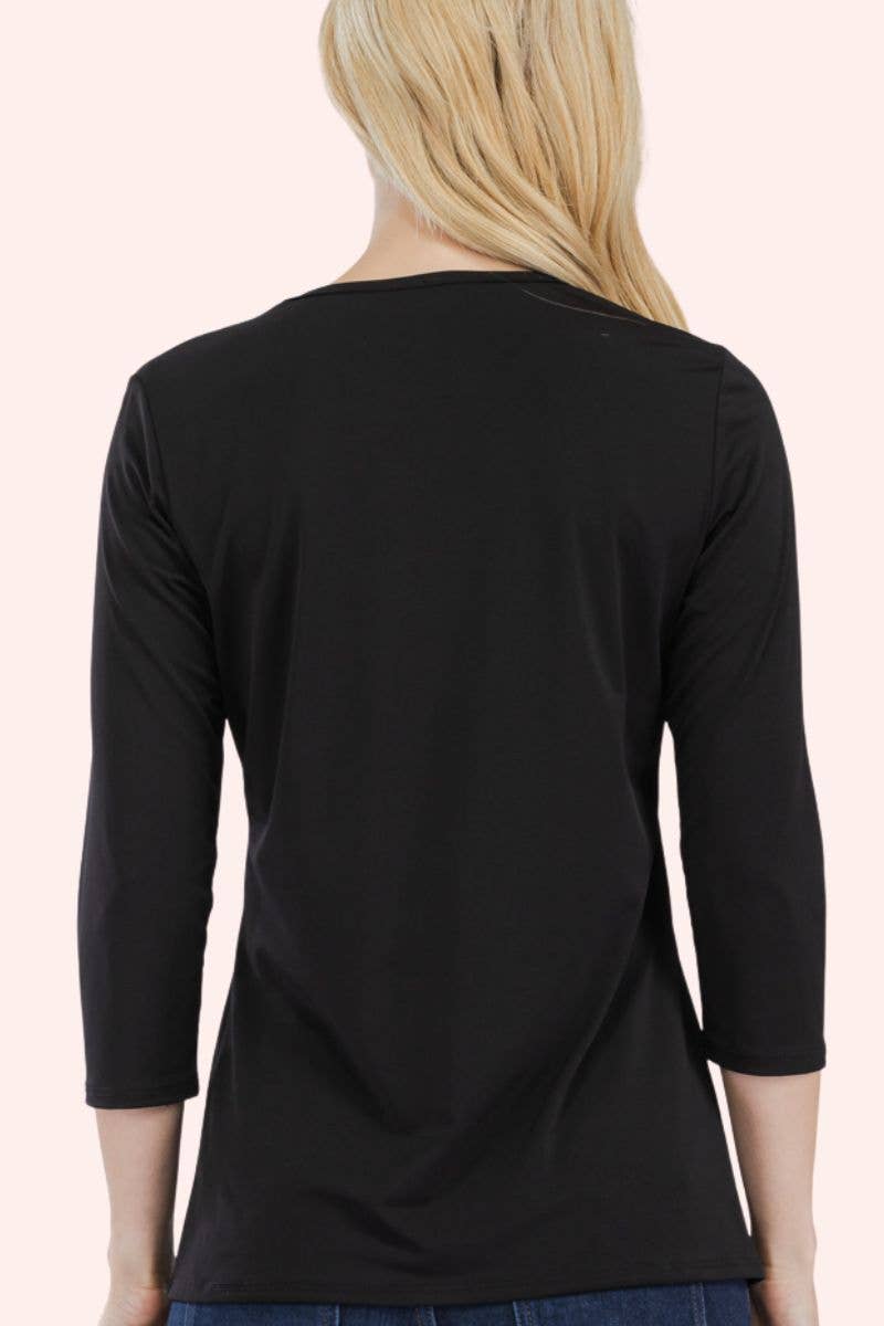 Celeste Clothing - Wholesale T-Shirt - Women's - CLASSIC 3/4 SLEEVE CREW NECK TOP -CT1321414