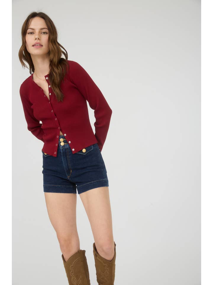 The Workshop Studio - Vente Cardigan – femme - GILET EN MAILLE À COL ROND AVEC BOUTONS-PRESSION15