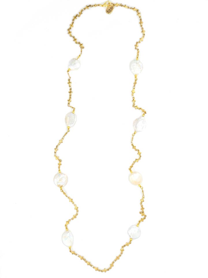 Colar em Camadas com Pérola de Água Doce Whitecap e Corrente por atacado de Julio Designs