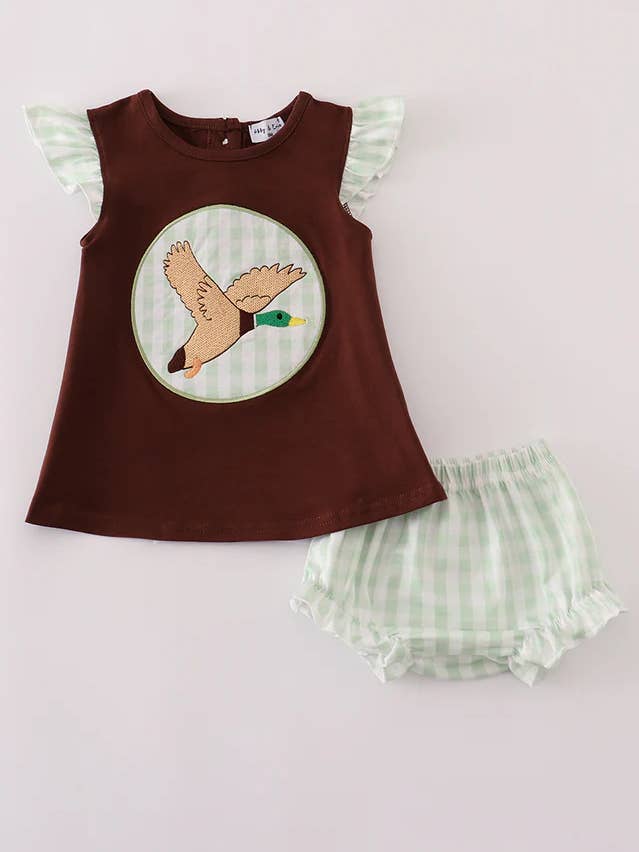 Brown duck applique bloomer set for wholesale by CHANG EN LLC
