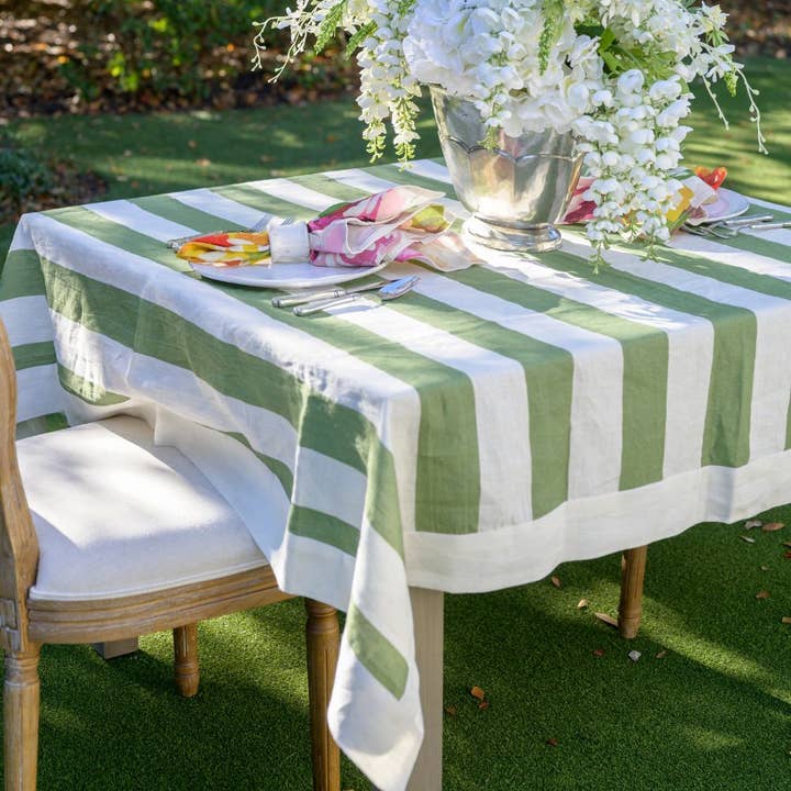 Portofino Bold Stripe Linen Table Square - NOVO por atacado de Arte Italica & Crown Linen Designs