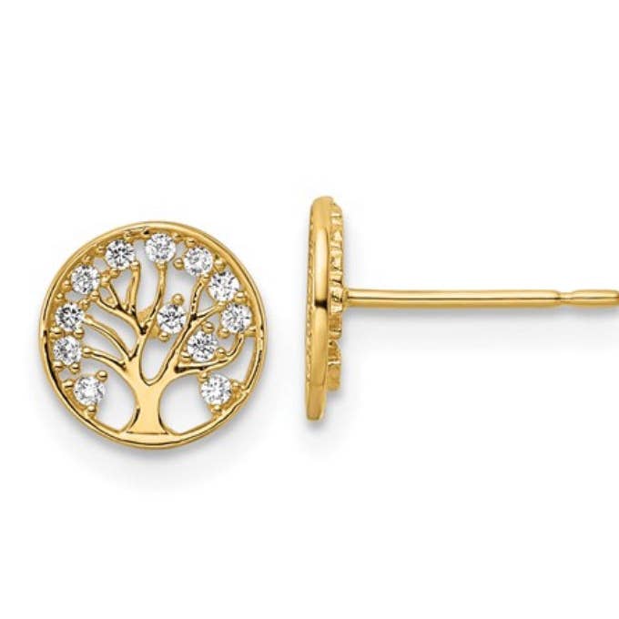 Clous d'oreilles scintillants Arbre de vie pour la vente par AlkemeGold