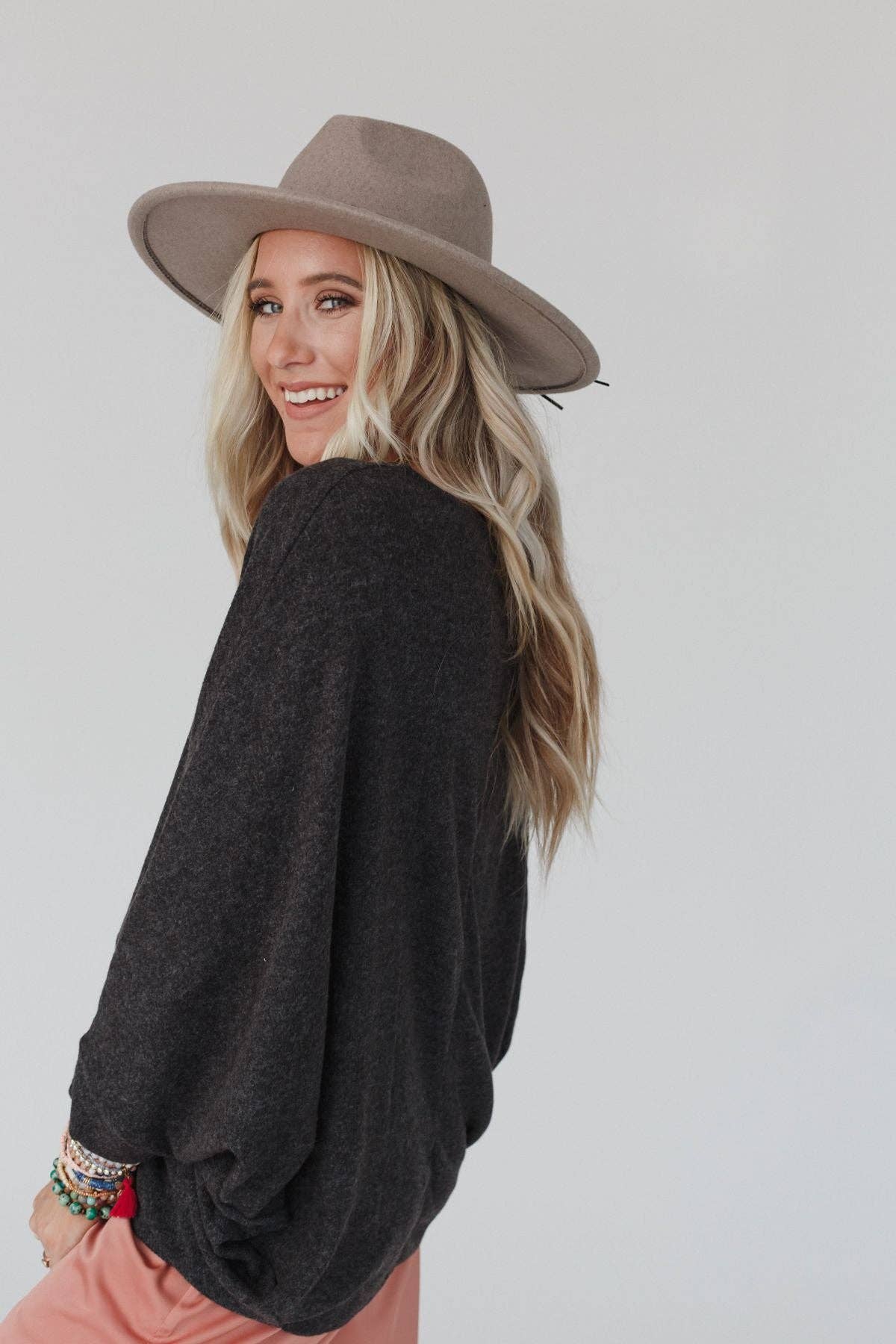 Three Bird Nest - Vente Pull en maille – femme - Pull en tricot à manches chauve-souris Fly With Me - Gris anthrac6