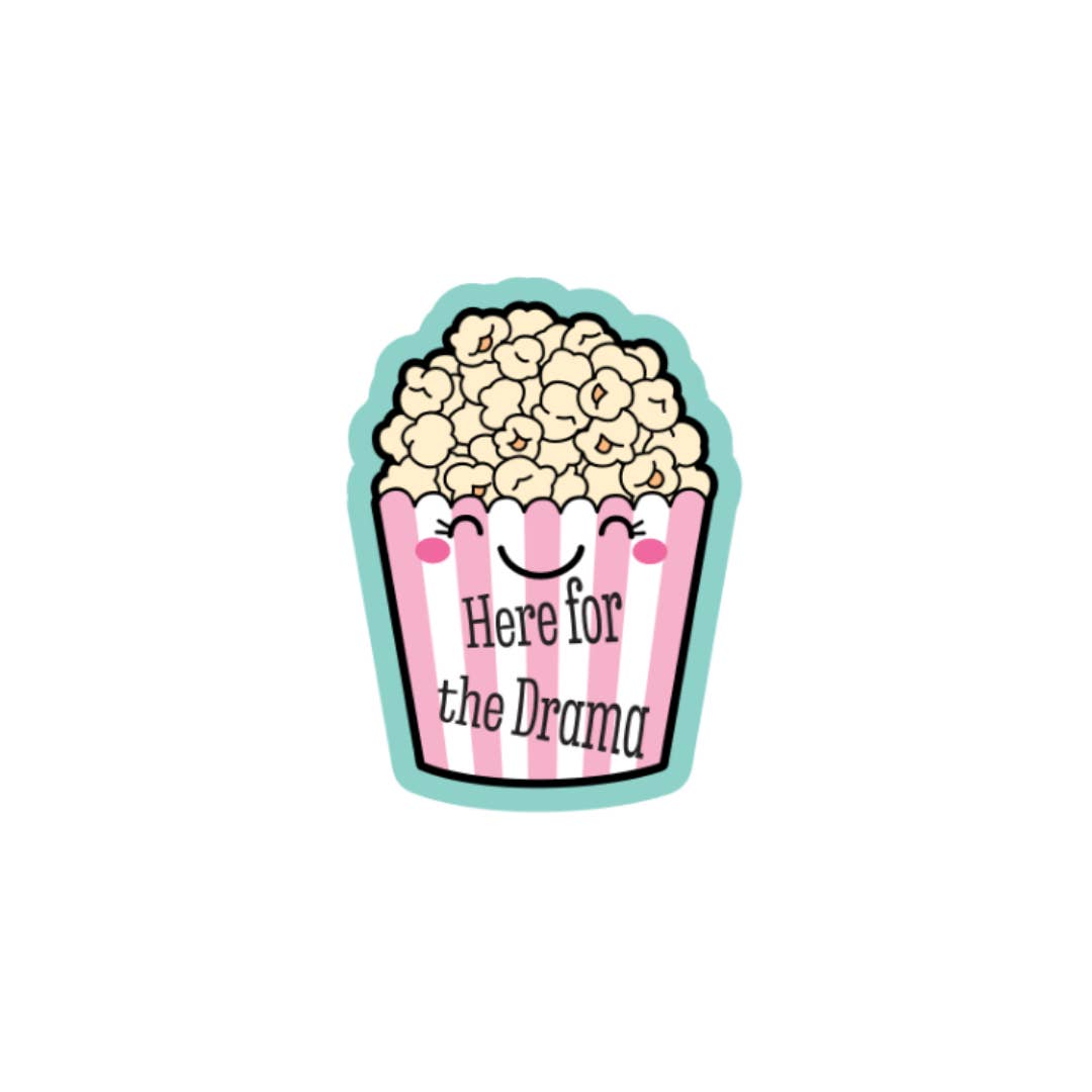 Kalan - Wholesale Sticker - Here for the Drama Popcorn Die-Cut Sticker