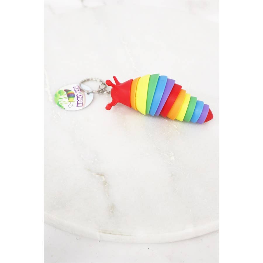 RAINBOW Fidget Slug Keychain for wholesale on Faire2
