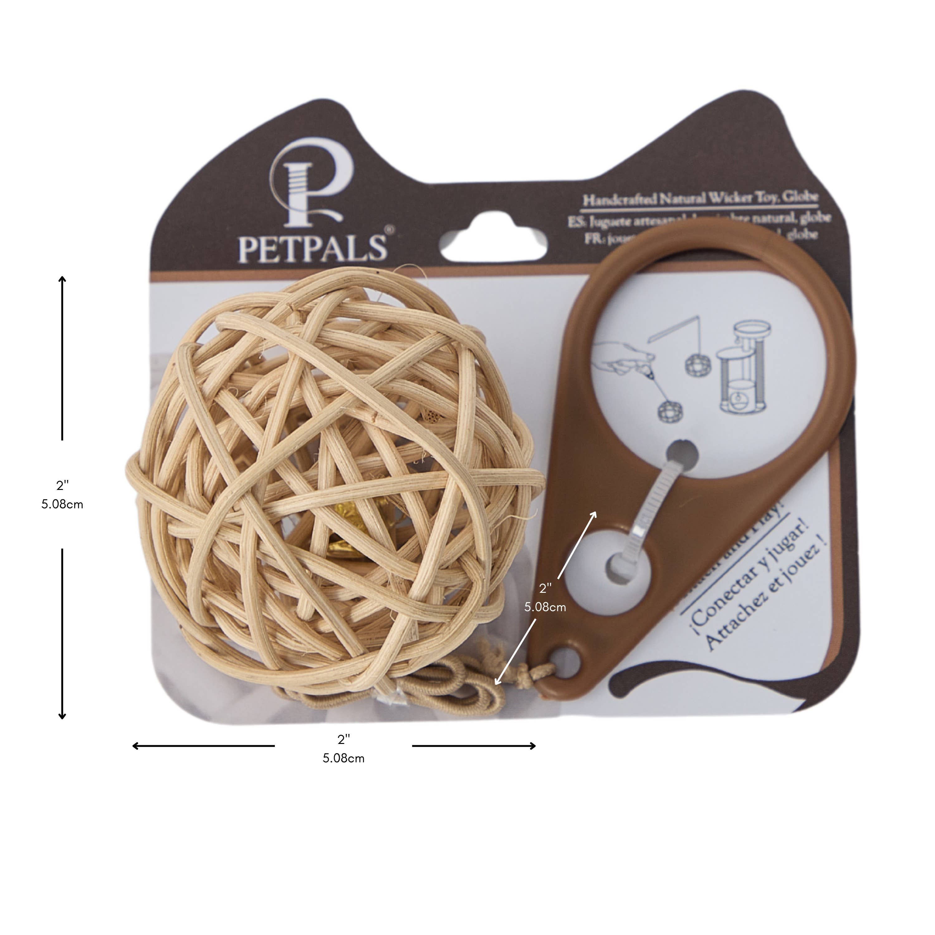 PetPals Group – wholesale Pet toy – Cat – PetPals 2" Tall Natural Rattan Brown Cat Toy - Globe1