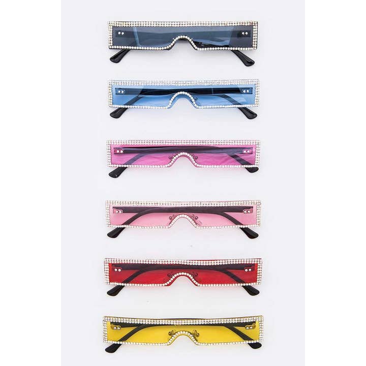 Lunettes de soleil Crystal Pave Skinny pour la vente par LA Jewelry Plaza