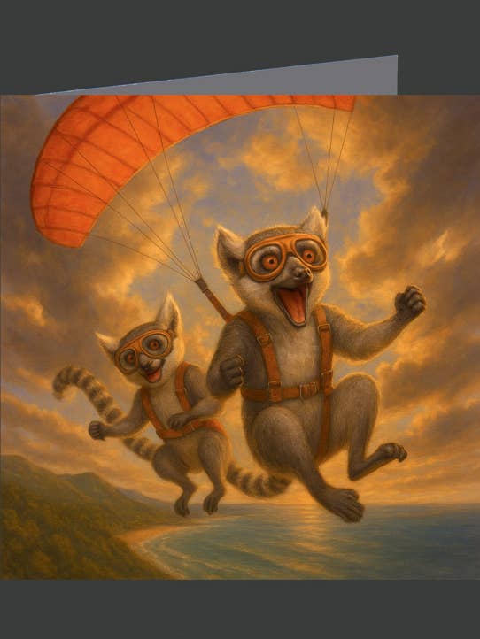 Tarsier Paragliders 01-1067 / Greeting Card for wholesale by Eliot Siegel & The British Art Gallery