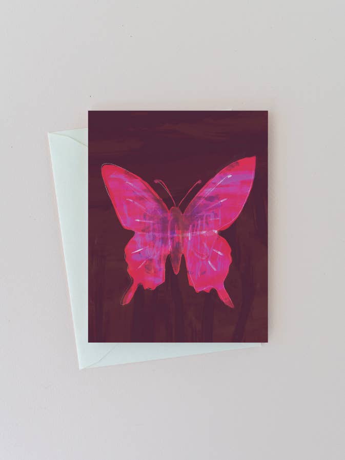 Tarjeta de notas con forma de mariposa borgoña para venta al por mayor de Gather Goods Co - Cards, Coasters, Tea Towels, Art, Mugs