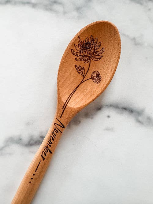 Wood & Ash - Wholesale Kitchen Spoon - Birth Flower Wooden Cooking Spoons10
